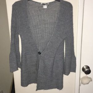 gray cardigan
